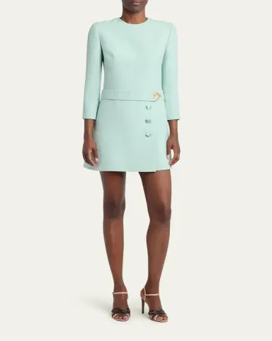 Valentino Garavani Crepe Couture Belted VLogo Mini Dress | Thumbnail 2 Valentino Garavani Crepe Couture Belted VLogo Mini Dress | Thumbnail 2