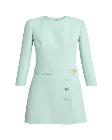 Valentino Garavani Crepe Couture Belted VLogo Mini Dress | Thumbnail 1 Valentino Garavani Crepe Couture Belted VLogo Mini Dress | Thumbnail 1