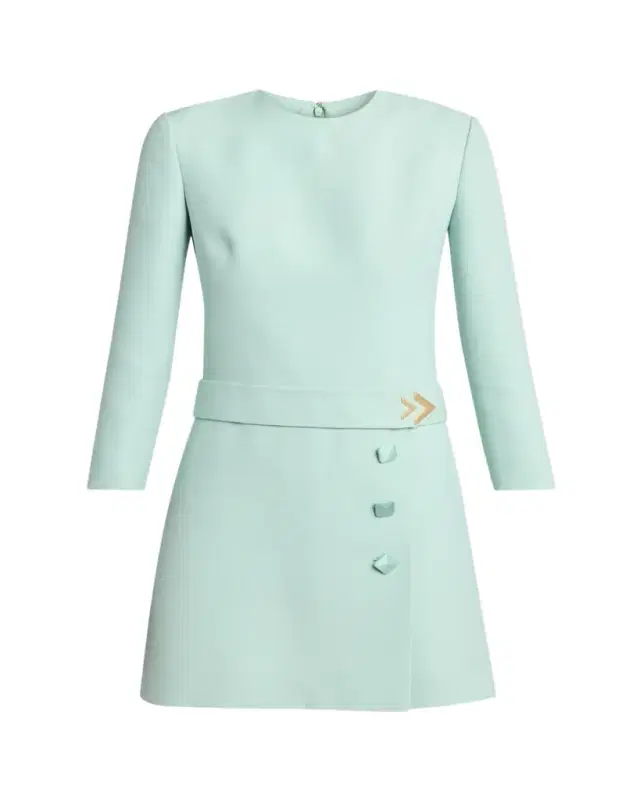 Valentino Garavani Crepe Couture Belted VLogo Mini Dress