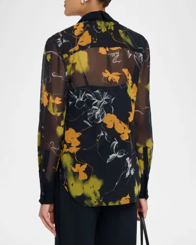 Jason Wu Collection Shadow Floral Crepe De Chine Button-Down Shirt | Thumbnail 2 Jason Wu Collection Shadow Floral Crepe De Chine Button-Down Shirt | Thumbnail 2