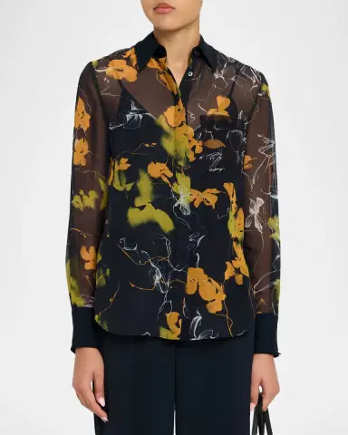 Jason Wu Collection Shadow Floral Crepe De Chine Button-Down Shirt | Thumbnail 3 Jason Wu Collection Shadow Floral Crepe De Chine Button-Down Shirt | Thumbnail 3