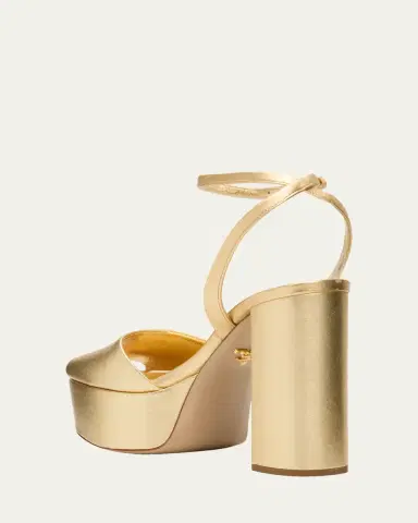Prada 115mm Metallic Leather Platform Sandals | Thumbnail 4