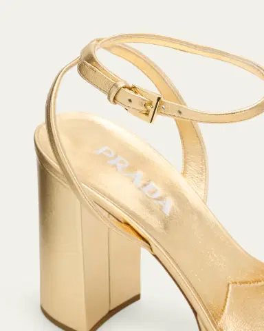 Prada 115mm Metallic Leather Platform Sandals | Thumbnail 5
