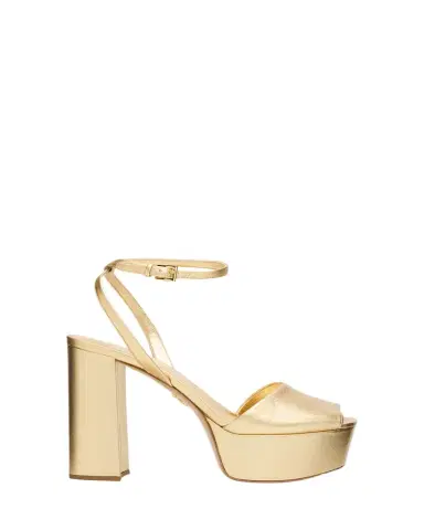 Prada 115mm Metallic Leather Platform Sandals | Thumbnail 1