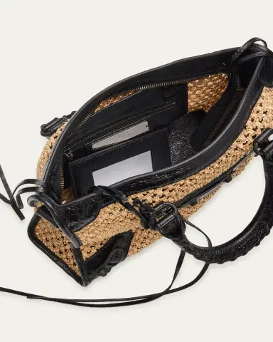 Balenciaga Le City Woven Leather-Trim Top-Handle Bag | Thumbnail 4 Balenciaga Le City Woven Leather-Trim Top-Handle Bag | Thumbnail 4