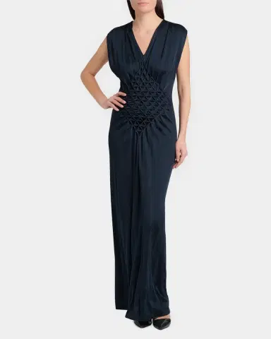 Giorgio Armani Diamond Pleat Sleeveless Maxi Dress | Thumbnail 2 Giorgio Armani Diamond Pleat Sleeveless Maxi Dress | Thumbnail 2
