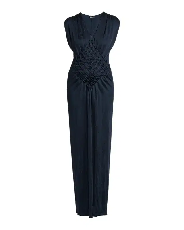 Giorgio Armani Diamond Pleat Sleeveless Maxi Dress