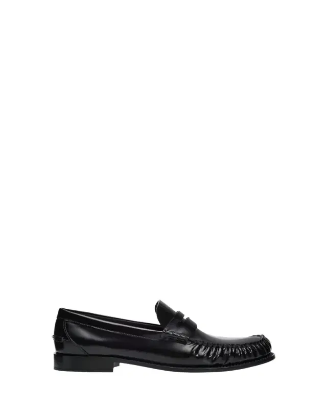 Prada 20mm Leather Moc-Toe Penny Loafers