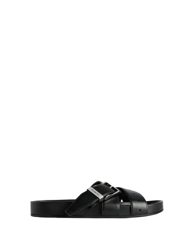 Men's Belt Leather Mule Sandals
