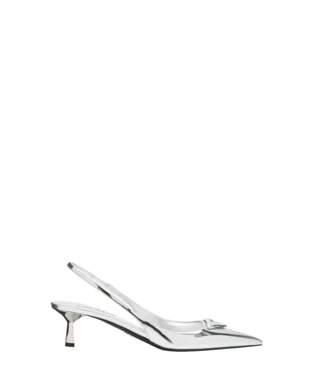Prada 55mm Metallic Leather Slingback Pumps