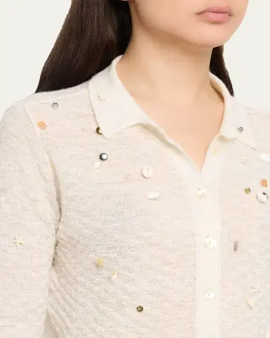BERNADETTE Turner Embellished Check Linen Button-Down Shirt | Thumbnail 5 BERNADETTE Turner Embellished Check Linen Button-Down Shirt | Thumbnail 5