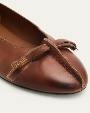 Prada Antiqued Leather Ballerina Flats | Thumbnail 5 Prada Antiqued Leather Ballerina Flats | Thumbnail 5
