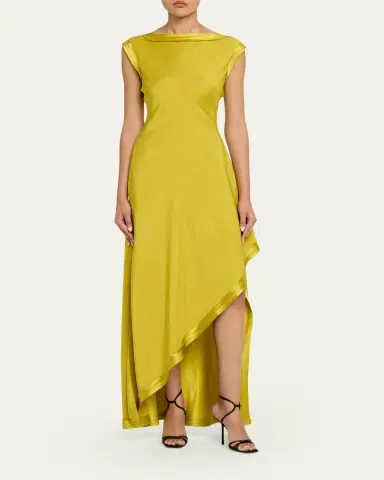 Jason Wu Collection High-Neck Washed Twill Asymmetric Dress | Thumbnail 2 Jason Wu Collection High-Neck Washed Twill Asymmetric Dress | Thumbnail 2