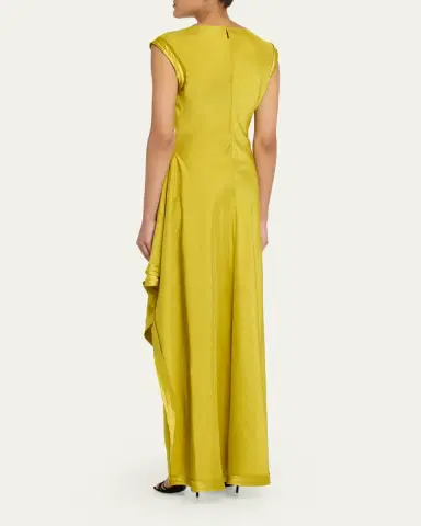 Jason Wu Collection High-Neck Washed Twill Asymmetric Dress | Thumbnail 3 Jason Wu Collection High-Neck Washed Twill Asymmetric Dress | Thumbnail 3