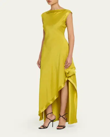 Jason Wu Collection High-Neck Washed Twill Asymmetric Dress | Thumbnail 4 Jason Wu Collection High-Neck Washed Twill Asymmetric Dress | Thumbnail 4