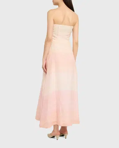 BERNADETTE Odette Strapless Threaded Silk Midi Dress | Thumbnail 2 BERNADETTE Odette Strapless Threaded Silk Midi Dress | Thumbnail 2