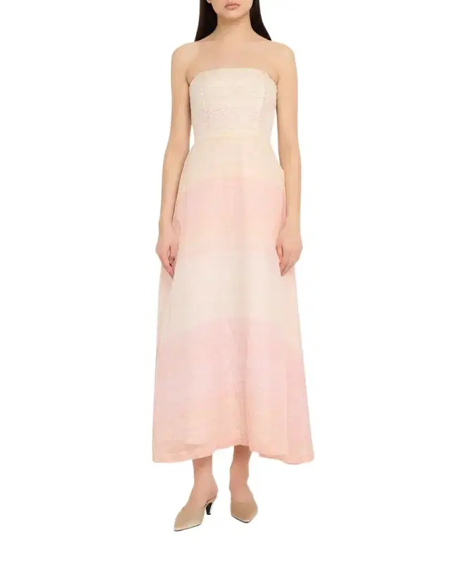 Odette Strapless Threaded Silk Midi Dress