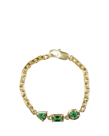 Dara Kaye Architectura Lab-Grown Emerald Triple Stone Chain Bracelet | Thumbnail 1 Dara Kaye Architectura Lab-Grown Emerald Triple Stone Chain Bracelet | Thumbnail 1
