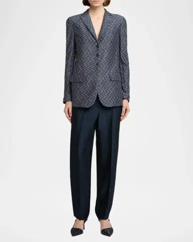 Giorgio Armani Zigzag Jacquard Cashmere Single-Breasted Jacket | Thumbnail 2