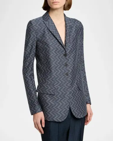 Giorgio Armani Zigzag Jacquard Cashmere Single-Breasted Jacket | Thumbnail 4