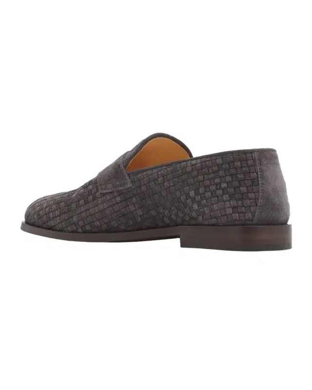 Brunello Cucinelli Men 's Woven Suede Penny Loafers