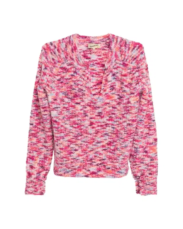 Men's Melange Split Open-Crewneck Sweater