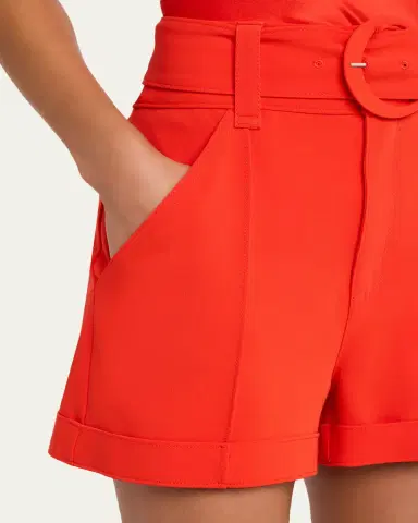 Cinq à Sept Aldi Belted High-Rise Stitched Shorts | Thumbnail 9