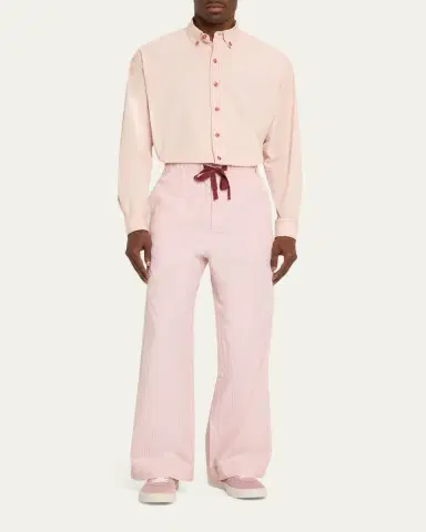 Sanderlak Men's Cotton Poplin Stripe Wide-Leg Pants | Thumbnail 2 Sanderlak Men's Cotton Poplin Stripe Wide-Leg Pants | Thumbnail 2