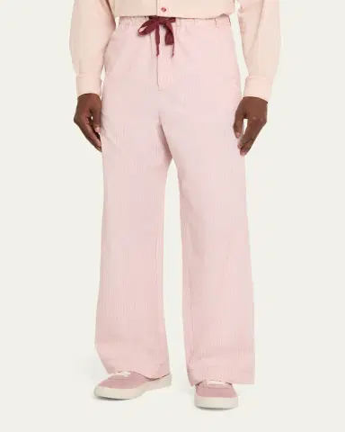 Sanderlak Men's Cotton Poplin Stripe Wide-Leg Pants | Thumbnail 4 Sanderlak Men's Cotton Poplin Stripe Wide-Leg Pants | Thumbnail 4