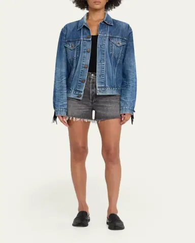RE/DONE Levi's Denim Fringe Trucker Jacket | Thumbnail 2 RE/DONE Levi's Denim Fringe Trucker Jacket | Thumbnail 2