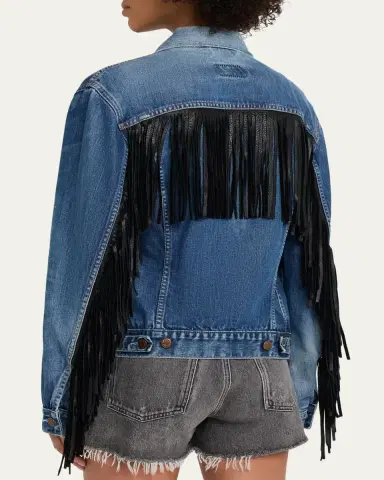 RE/DONE Levi's Denim Fringe Trucker Jacket | Thumbnail 3 RE/DONE Levi's Denim Fringe Trucker Jacket | Thumbnail 3