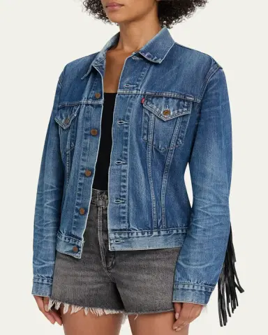 RE/DONE Levi's Denim Fringe Trucker Jacket | Thumbnail 4 RE/DONE Levi's Denim Fringe Trucker Jacket | Thumbnail 4