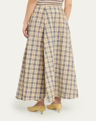BERNADETTE Kennedy Check Seersucker Midi Skirt | Thumbnail 3