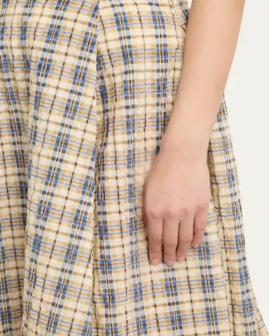 BERNADETTE Kennedy Check Seersucker Midi Skirt | Thumbnail 5
