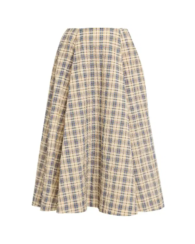 Kennedy Check Seersucker Midi Skirt