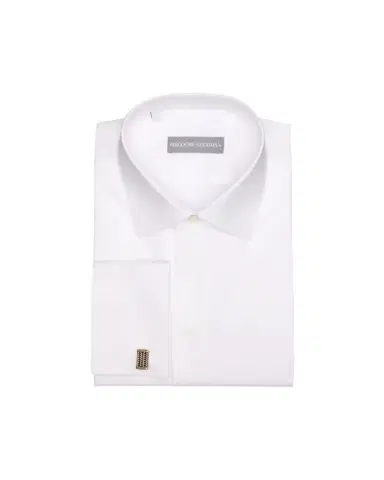 Bergdorf Goodman Men's Cotton Piquet-Front French Cuff Dress Shirt | Thumbnail 1