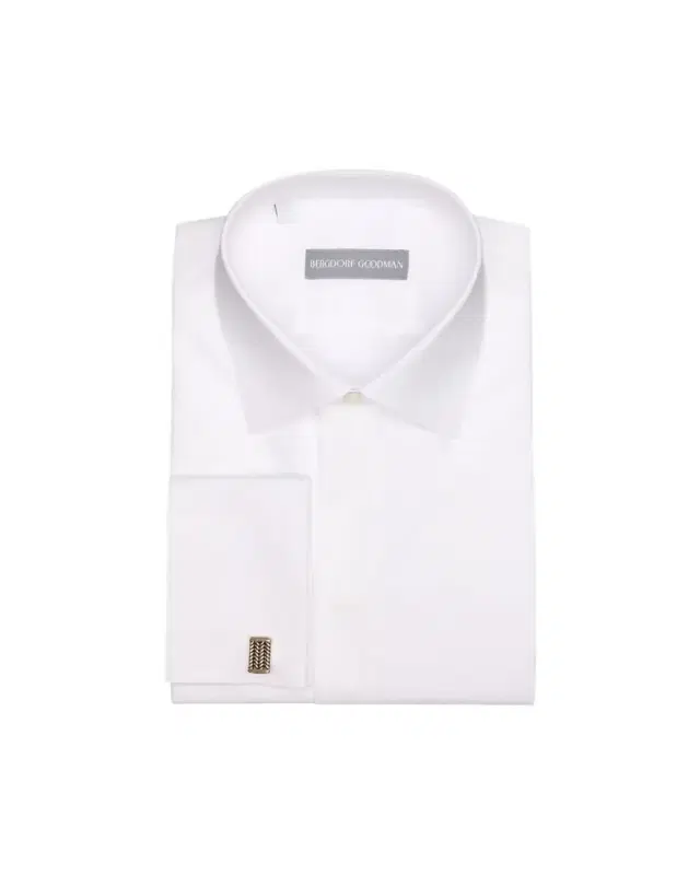 Men's Cotton Piquet-Front French Cuff Dress Shirt
