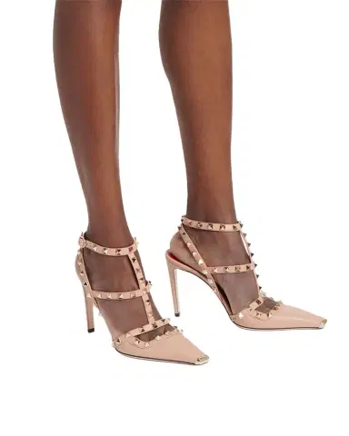 Valentino Garavani 100mm Rockstud Leather Ankle-Strap Pumps | Thumbnail 1 Valentino Garavani 100mm Rockstud Leather Ankle-Strap Pumps | Thumbnail 1