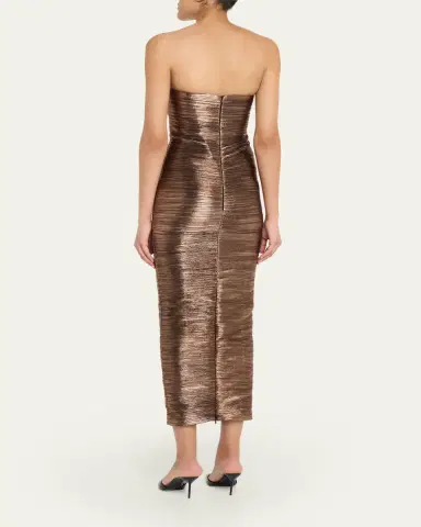 Retrofête Calypsa Strapless Lamé Midi Dress | Thumbnail 3 Retrofête Calypsa Strapless Lamé Midi Dress | Thumbnail 3