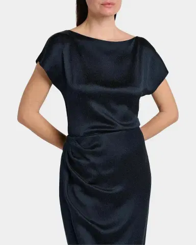 Giorgio Armani Hammered Satin Cap-Sleeve Wrap Midi Dress | Thumbnail 5 Giorgio Armani Hammered Satin Cap-Sleeve Wrap Midi Dress | Thumbnail 5