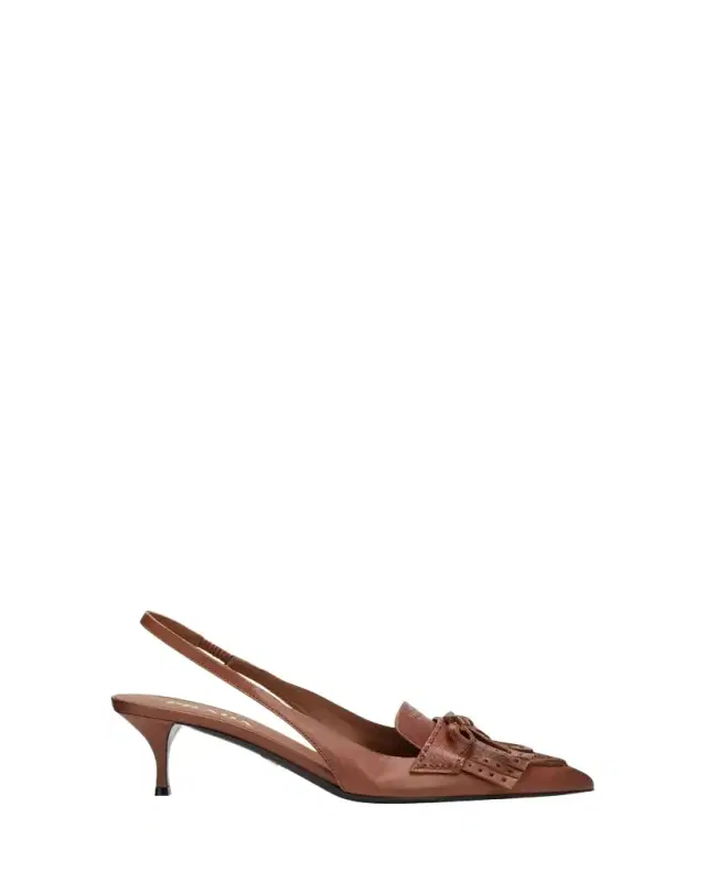 Prada 55mm Brushed Leather Slingback Pumps