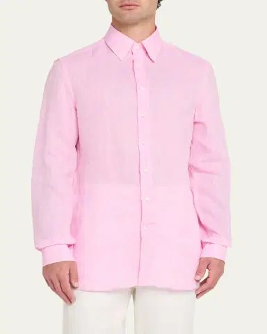 Bergdorf Goodman Men's Heathered Cotton Point-Collar Dress Shirt | Thumbnail 4