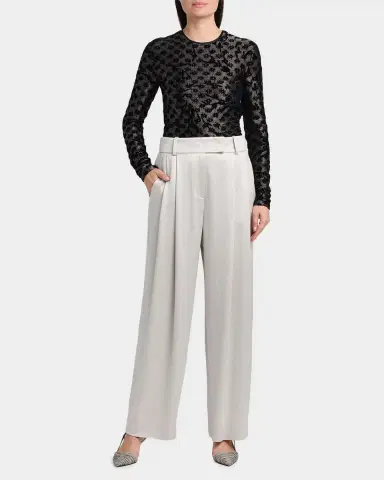 Giorgio Armani Hammered Satin Pleated Straight-Leg Trousers | Thumbnail 2 Giorgio Armani Hammered Satin Pleated Straight-Leg Trousers | Thumbnail 2