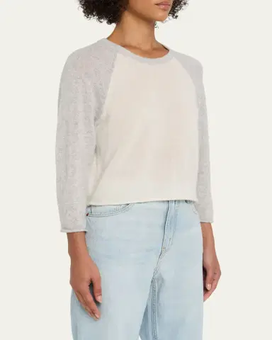 RE/DONE Featherweight Cashmere Baseball Tee | Thumbnail 4 RE/DONE Featherweight Cashmere Baseball Tee | Thumbnail 4
