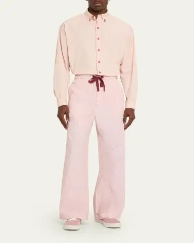 Sanderlak Men's Stripe Poplin Oversized Button-Down Shirt | Thumbnail 2