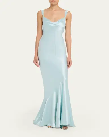 Retrofête Vinicia Draped Satin GOwn | Thumbnail 2