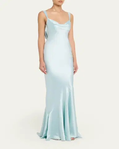 Retrofête Vinicia Draped Satin GOwn | Thumbnail 4