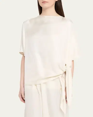 Loulou de Saison Mano Asymmetric Knotted Silk Blouse | Thumbnail 4 Loulou de Saison Mano Asymmetric Knotted Silk Blouse | Thumbnail 4