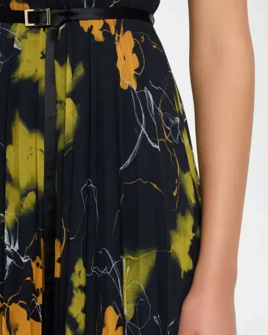 Jason Wu Collection Shadow Floral Pleated Crepe De Chine Midi Dress | Thumbnail 4