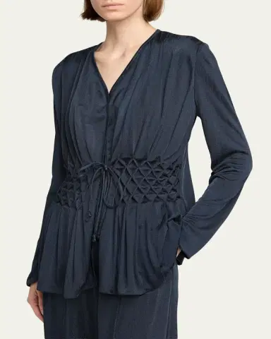Giorgio Armani Smocked Jacquard Jersey Jacket | Thumbnail 4